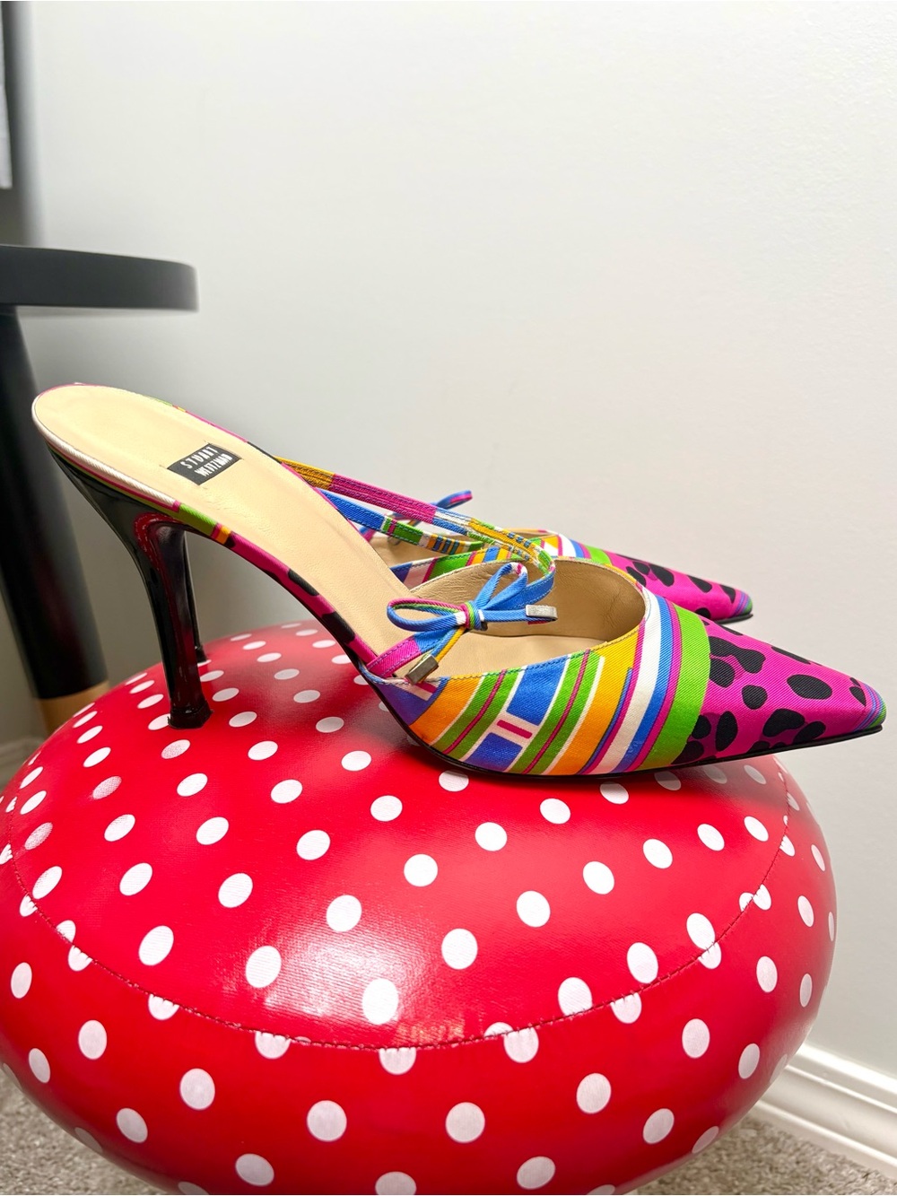 Stuart Weitzman Colorful Pattern Block Mule Heels